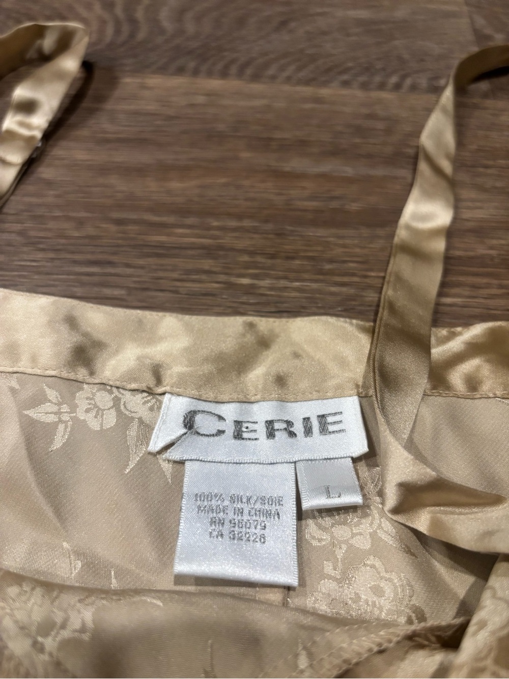 Cerie Gold 100% Silk Floral Tank Top Lingerie Cami Intimate Sleepwear Women’s L - Picture 4 of 5